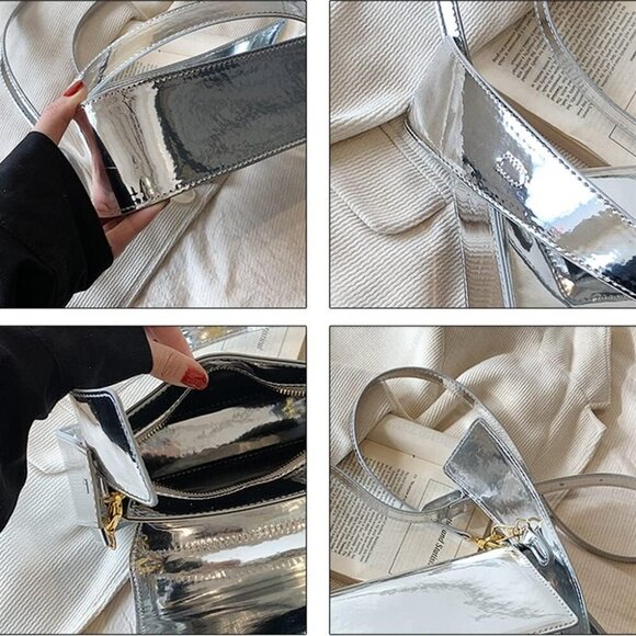Y2K Women's Silver Evening Hobo Tote Handbag Satchel Clutch Crossbody Bags 2024 - Picture 6 of 7